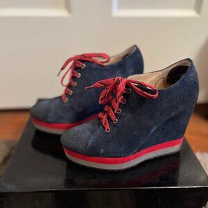 Boutique 9 Blue Suede Platform Tennis Shoes